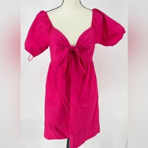 Kocca Hot Pink Mini Dress‎ Short Sleeve Back Elastic Panel Size Small